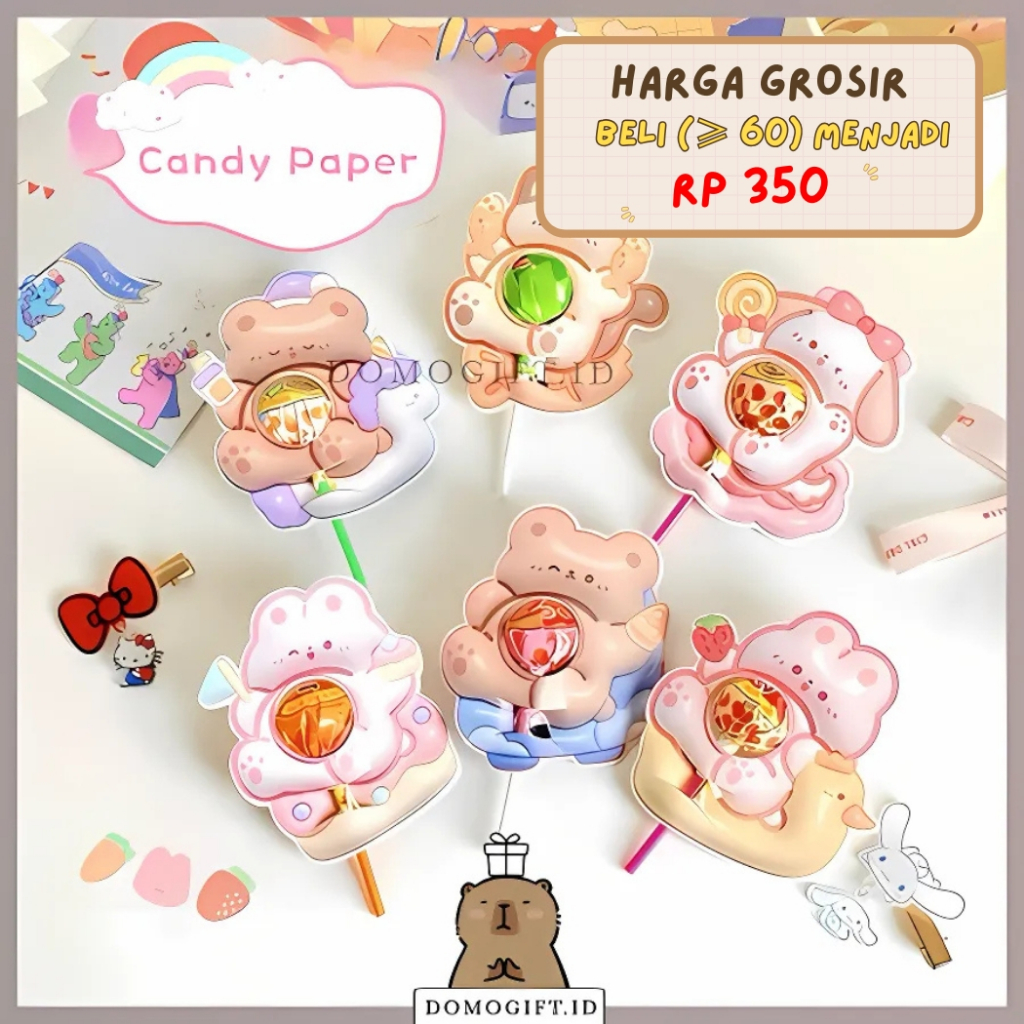 

Kertas Sampul Permen / Kertas Hadiah Isi Permen Greeting Card Lollipop Lucu ST23