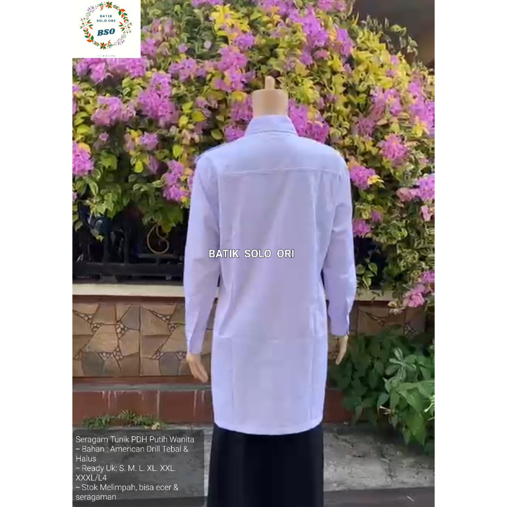 TERPOPULER Seragam PNS Tunik PDH Putih Wanita. Seragam PNS ASN Tunik PDH Putih Cewek. Seragam PNS