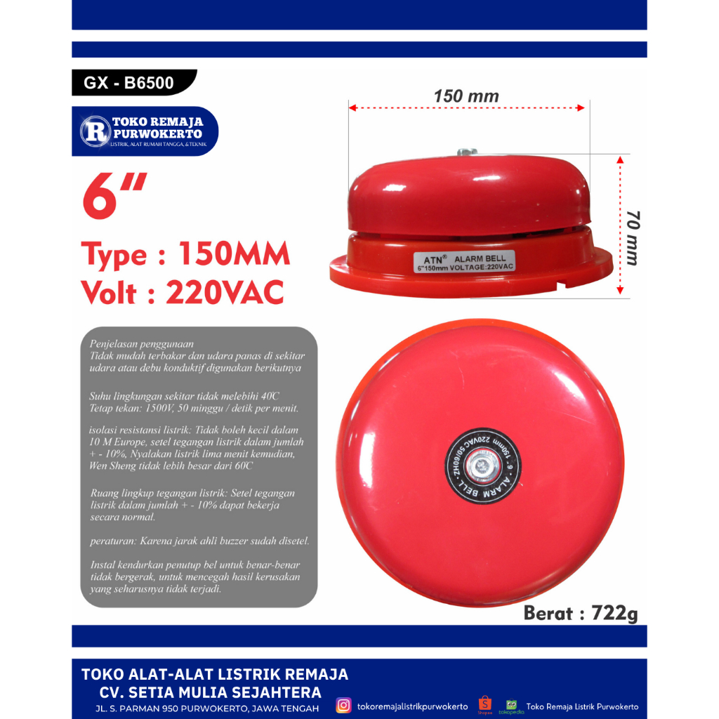 Bell Kring Alarm 6" ATN