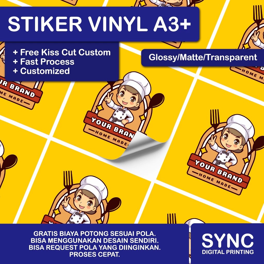 

Cetak Stiker Vinyl A3 Plus (Tahan Air) Kiss Cut Glossy/Matte/Transparent