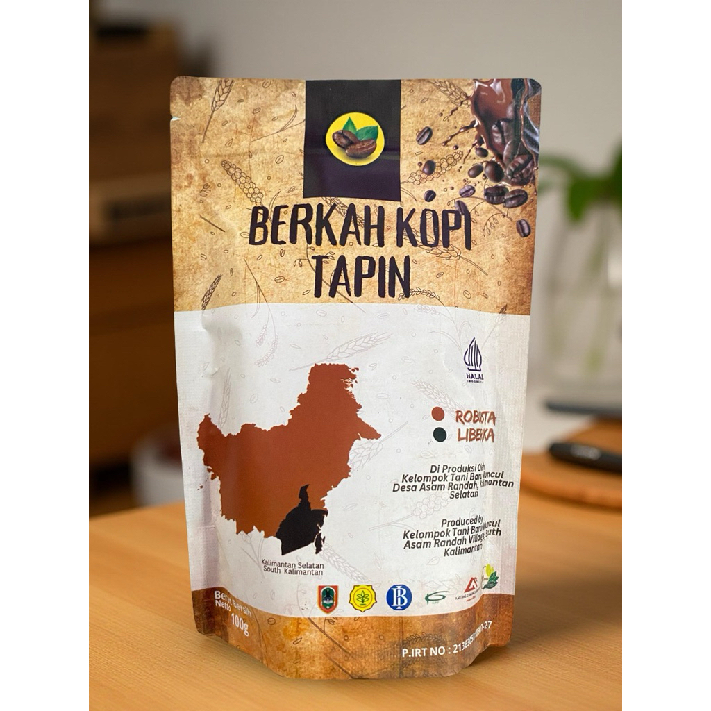 

(Bubuk kopi Robusta)Berkah kopi Tapin 100gram