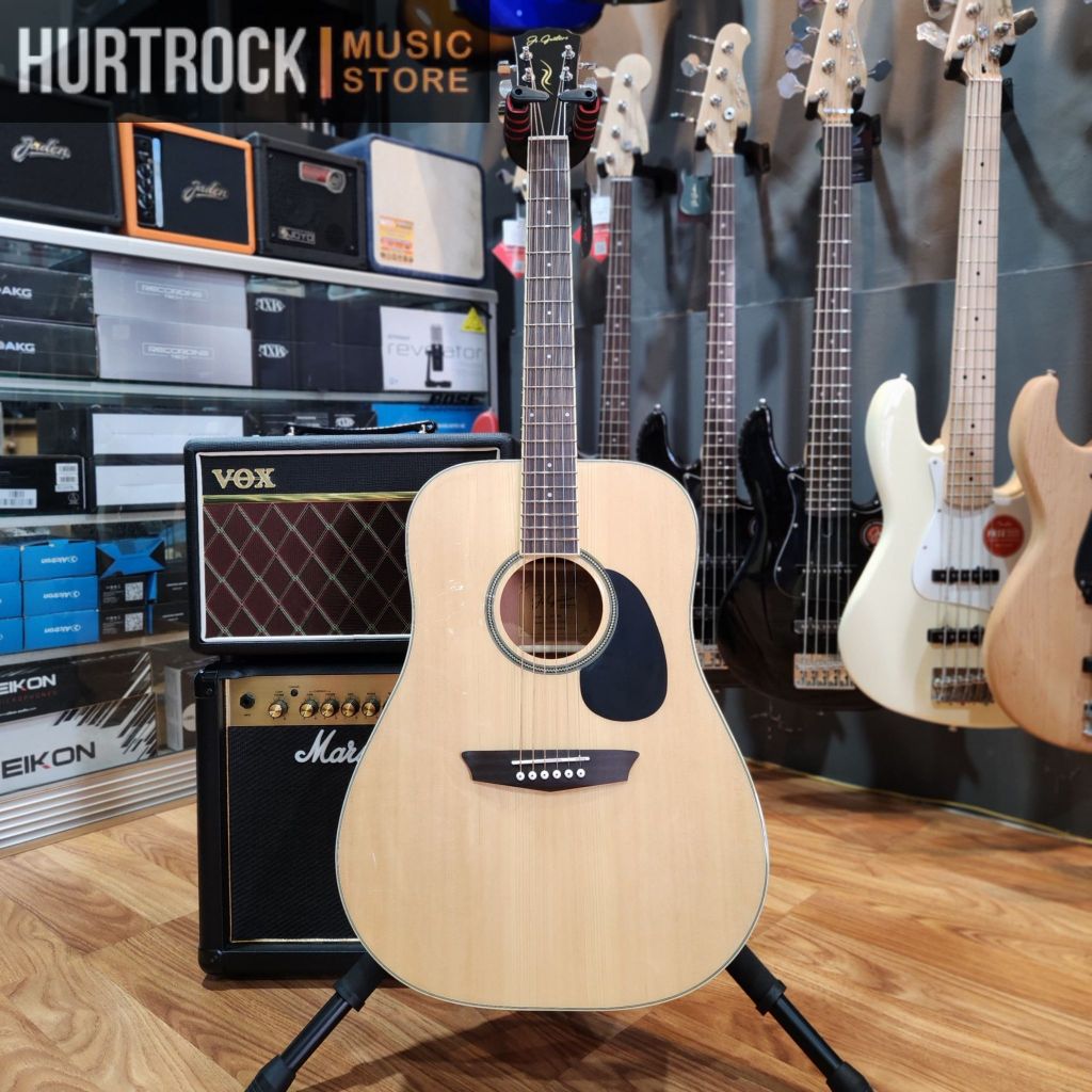 JS Guitar JD100E Dreadnought Acoustic Electric Guitar Natural