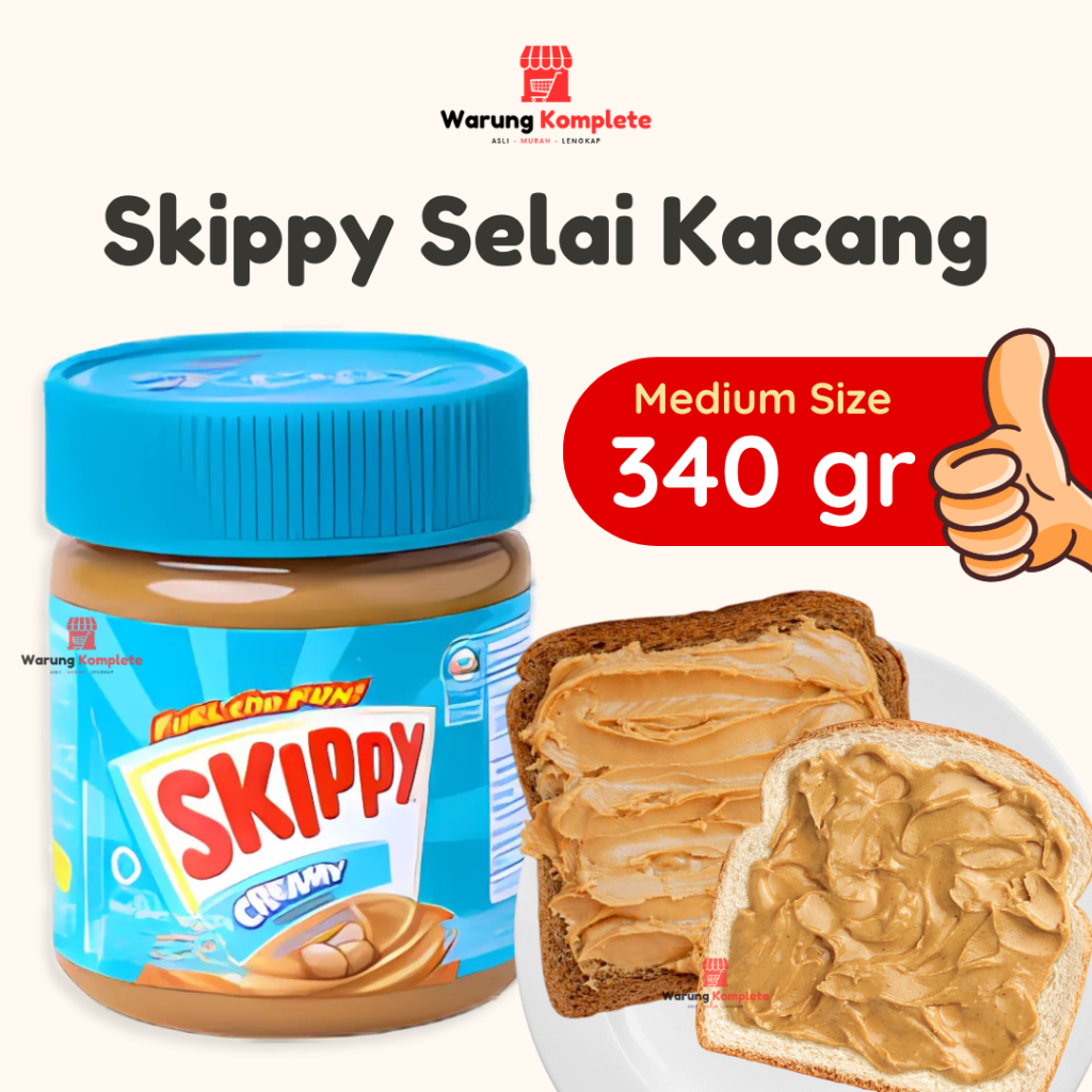 

DISKONN !! Skippy Creamy Peanut Butter 340 Gr / Selai Kacang Halus / Selai Roti / Olesan Roti / Sarapan