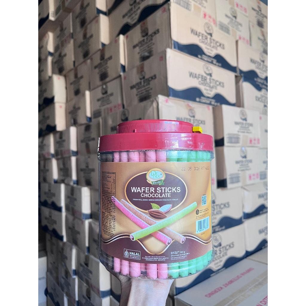 

denex wafer stick 500 gram 3 warna 1 dus isi 6 toples