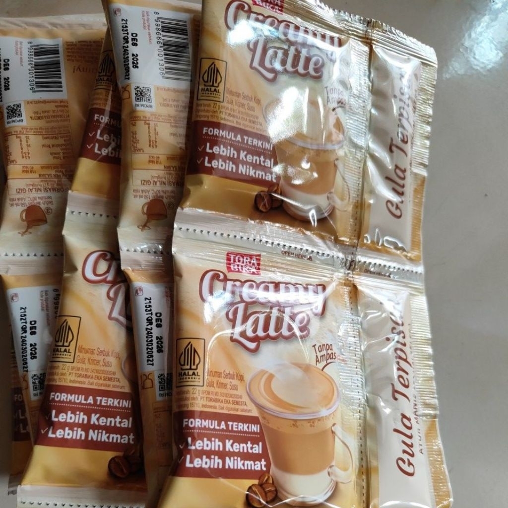 

Kopi Torabika creamy latte kopi tanpa ampas pack atw renceng isi 10