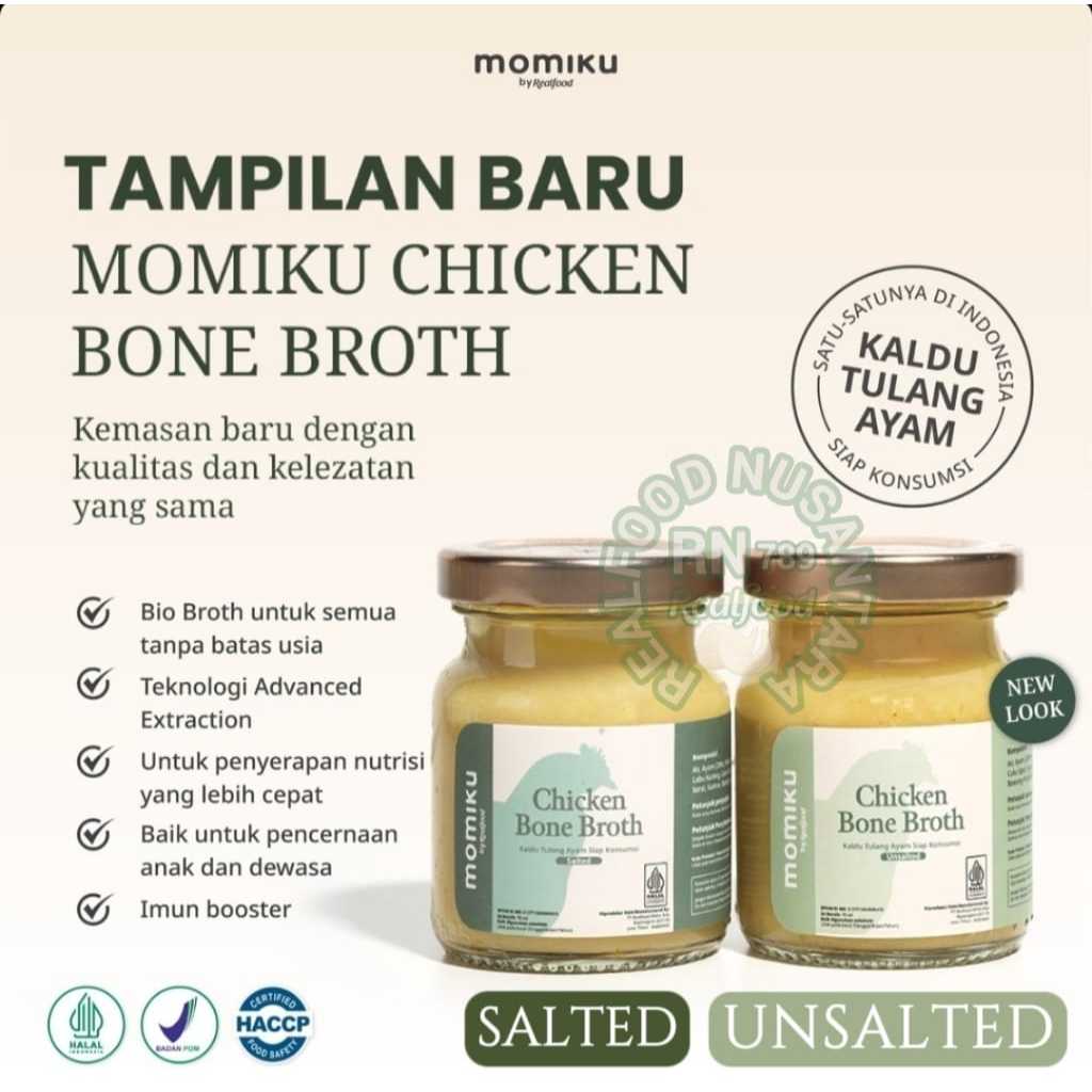 

Realfood Momiku Chicken Bone Broth Rasa Salted & Unsalted ( Mpasi Kaldu Tulang Ayam Rasa Asin & Tawar ) RN789