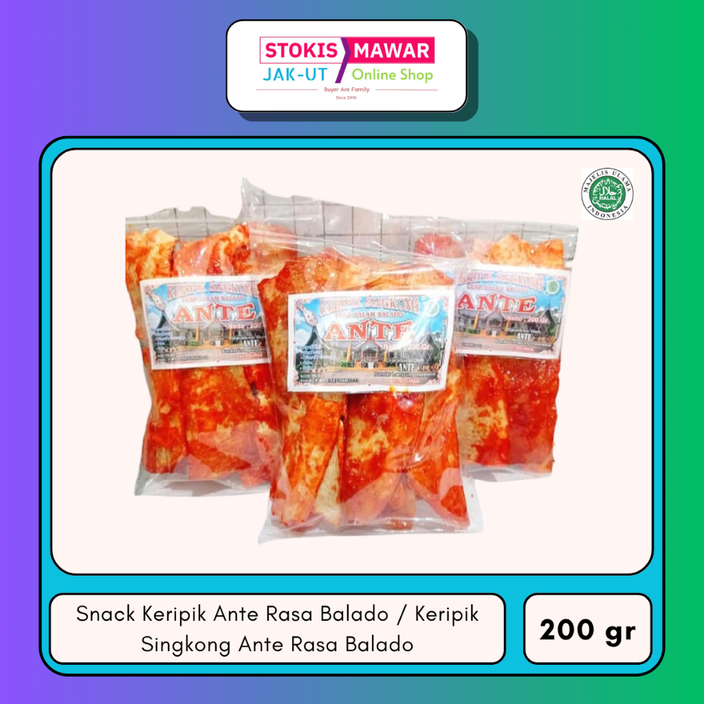 

Snack Keripik Ante Rasa Balado / Keripik Singkong Ante Rasa Balado Ukuran 200gr Renyah Dan Pedas