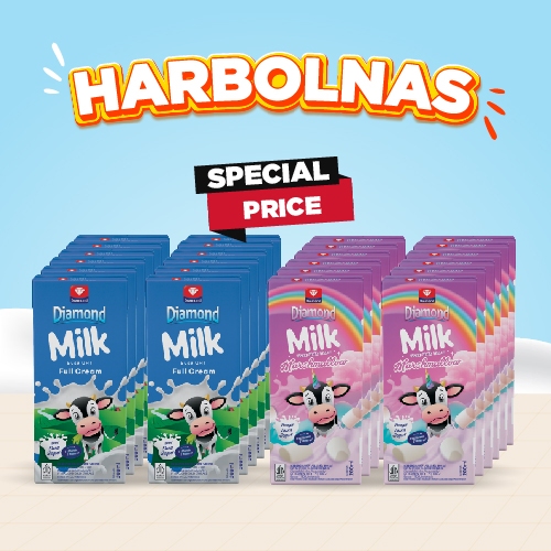 

SPECIAL PRICE 12 PCS DIAMOND MILK FULL CREAM 200 ML & 12 PCS MARSHMALLOW 200 ML