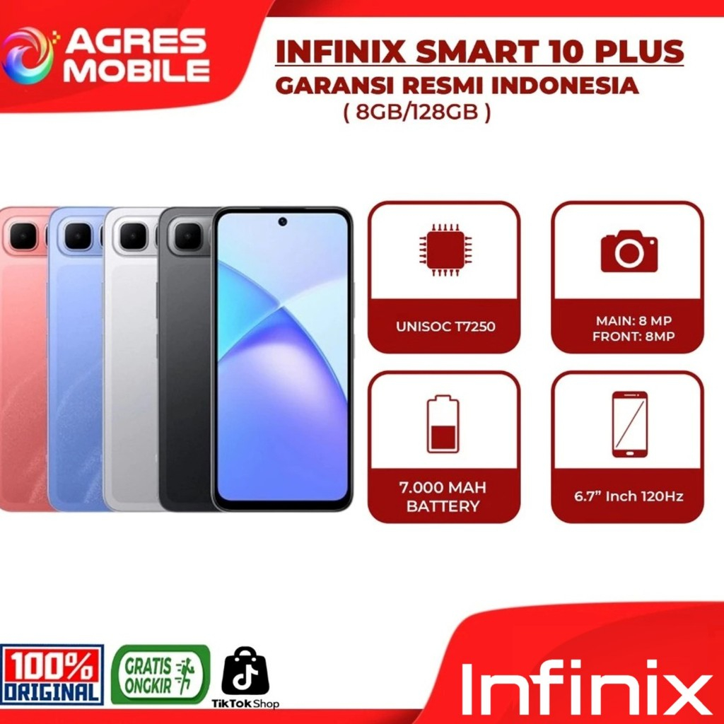 INFINIX Smart 10 Plus 8/128 GB NFC Original Garansi Resmi Official Store Handphone Or