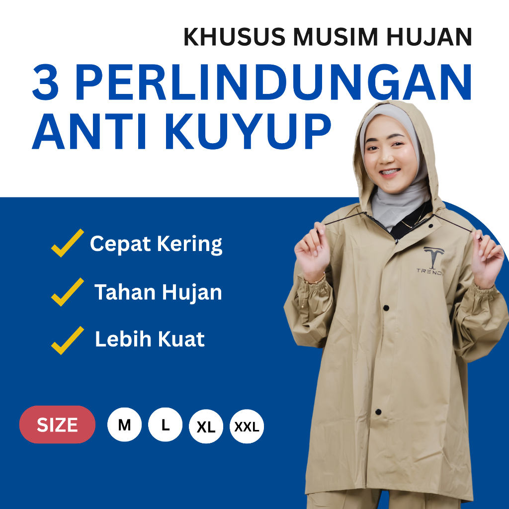 TRENDY Jas Hujan Pria Wanita Dewasa Setelan Celana Tebal Awet Elastis Pria dan Wanita Bahan PVC