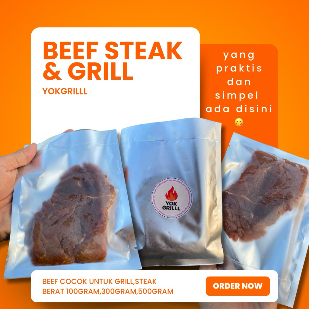 

Beef Steak Marinasi Siap Masak – Daging Sapi Premium | Ribeye/Sirloin Frozen Grill
