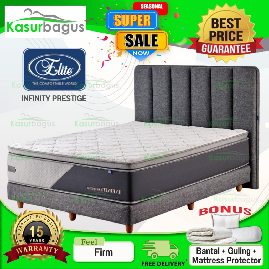 Elite Kasur Springbed Infinity Prestige Pocket Spring Euro Top Latex - Full Set ukuran 90x200 100x20
