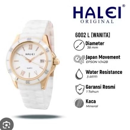 Halei 6001L Rosegold White Jam Wanita
