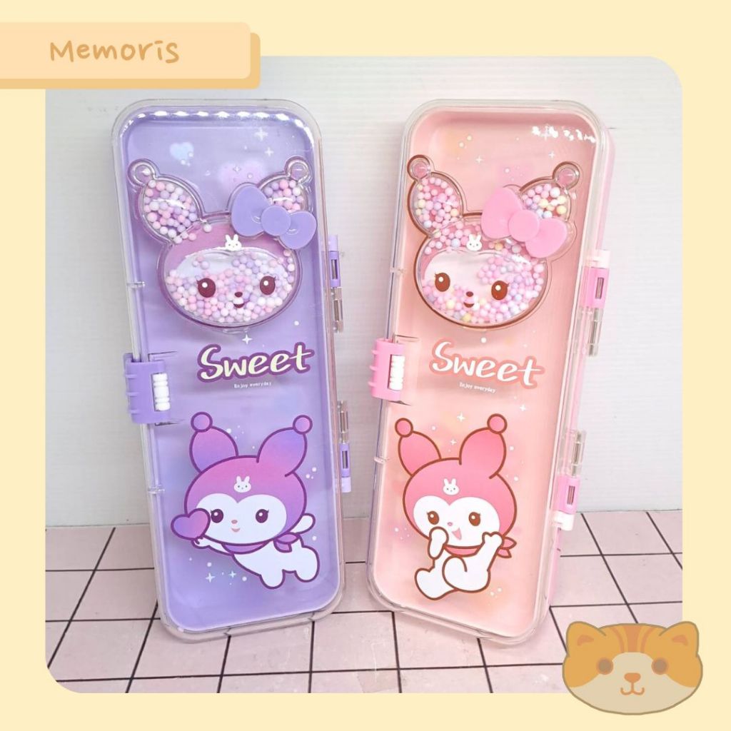 

Kotak Pensil Case Plastik Mika Tingkat Kancing Transparan 3D Kuromi Melody