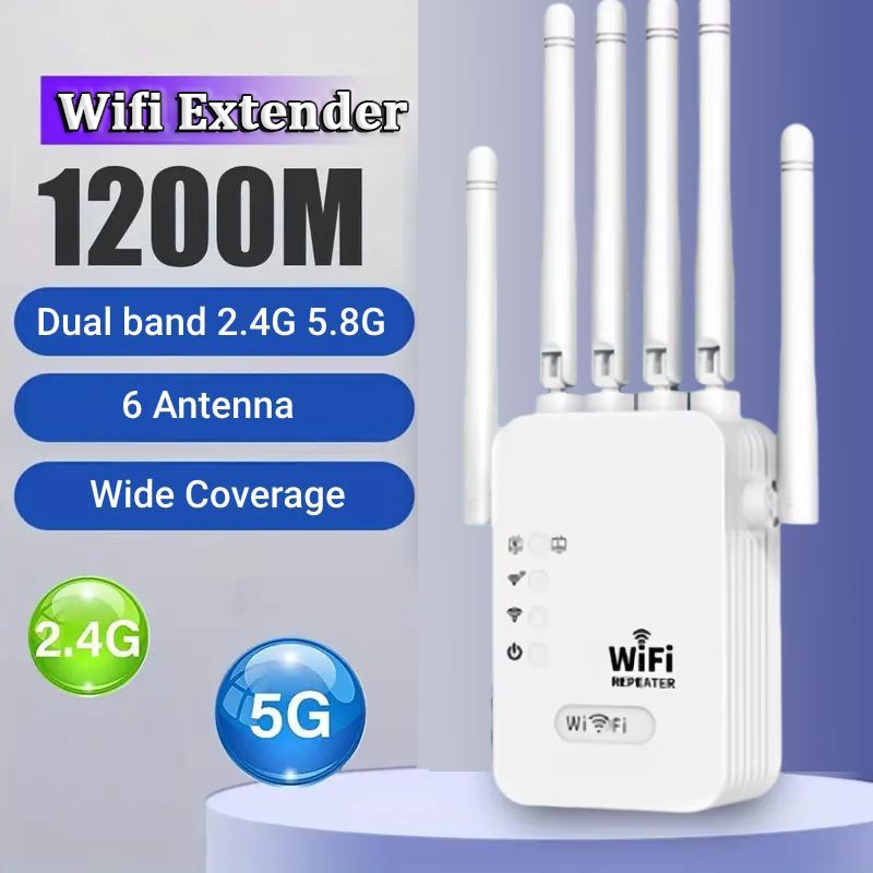 Wifi Extender -1200 Mbps Wifi Repeater /Signal Amplifier /6 Antena Wireless Repeater/ Penerima Peman