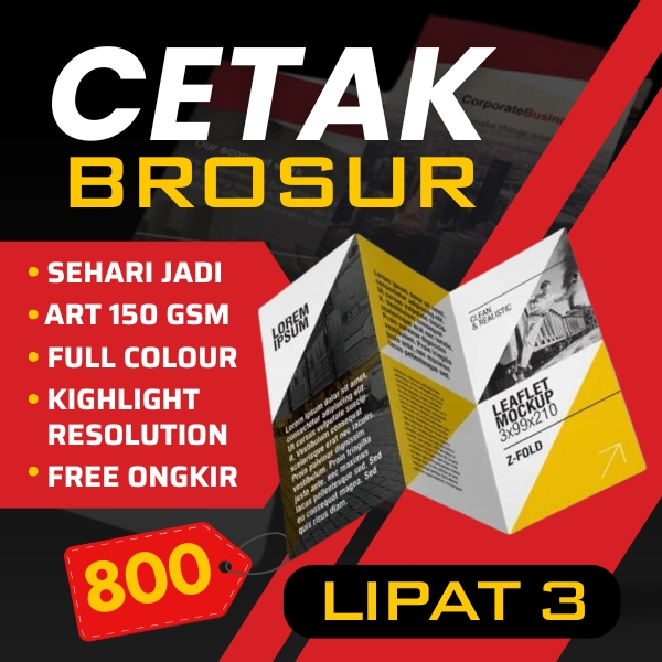 

Cetak Brosur Sehari Jadi A4 Lipat 3 1 Sisi 2 Sisi Flyer/ Print Brosur Leaflet / Cetak Flyer Art Paper 150 gsm Termurah