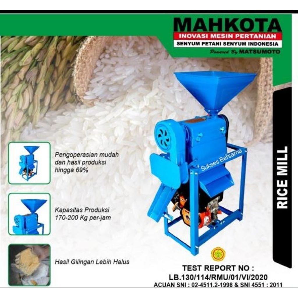 Mesin Selep Giling Padi Jadi Beras Mahkota KD350