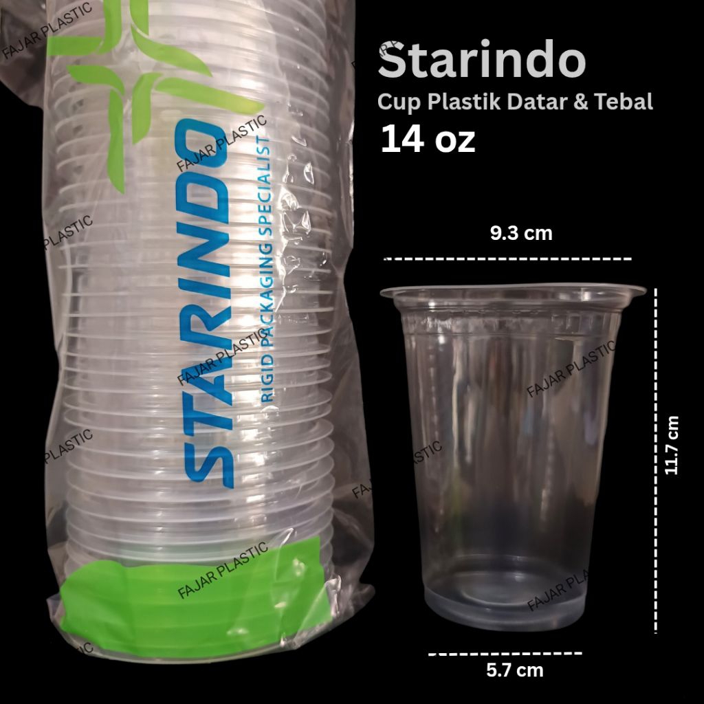 1 Dus (2000 cup) Gelas Cup Starindo 14oz 12oz Datar - Gelas Plastik 14 oz
