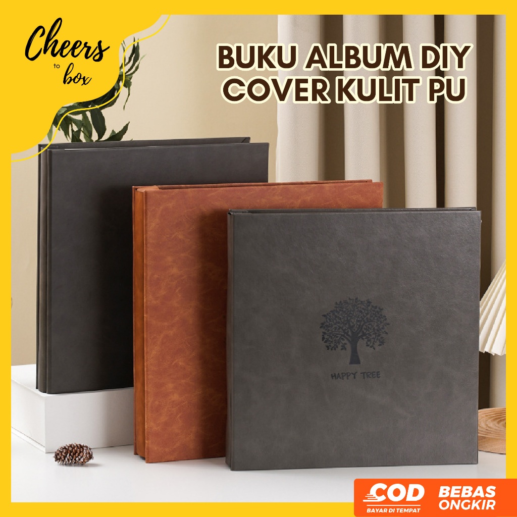 Buku Album Magnetic Cover Kulit / Tempat Foto DIY 18 Inch Elegan / Muat Photo 1R - 10R