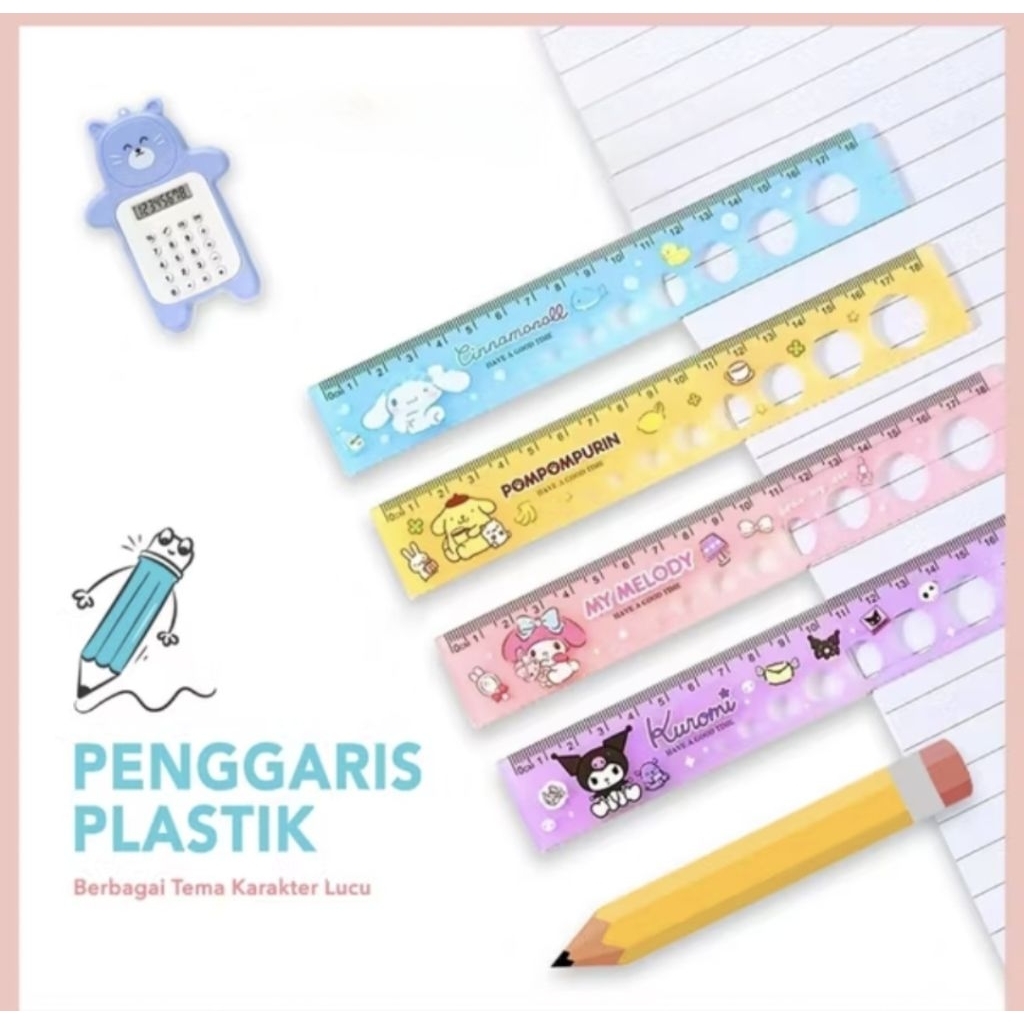 

PENGGARIS PLASTIK 18CM / PENGGARIS KARAKTER SANRIO ANAK ANAK
