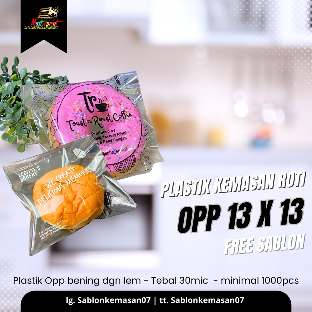 Sablon Plastik Opp Roti 13x13 sablon 1000pcs Sablon Plastik Murah Sablon Kemasan