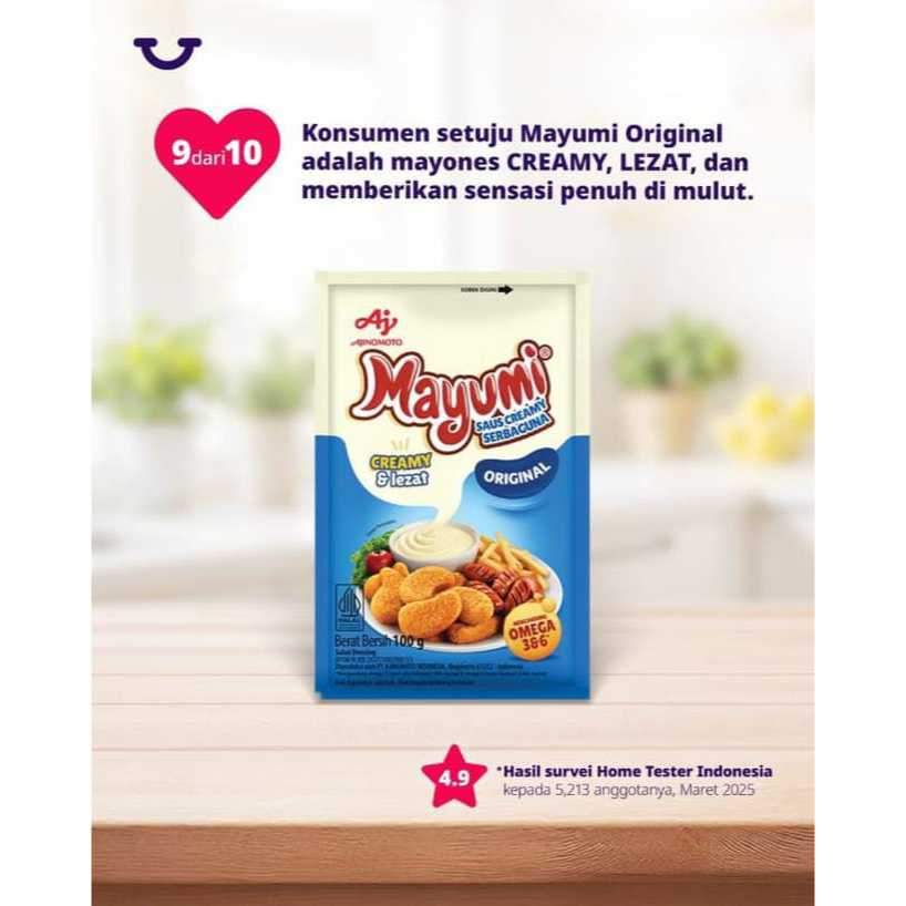 

Mayumi Original Saus Creamy Serbaguna Sachet 100 gr(1pcs)/MAYUMI® Mayonaise Saus Mayo Pedas Sachet 100gr(1pcs)