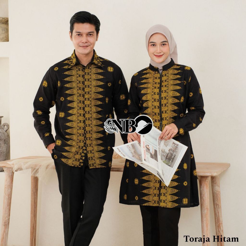 Tunik Batik Toraja Couple Pasangan Songket Modern Atasan Batik Pria Wanita