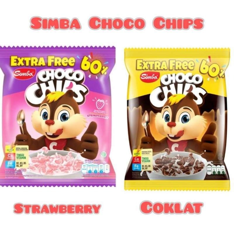 

[oddsolshop] pekanbaru/Simba Choco Chips 55GR 2 Rasa Chocolate Strawberry Flavor Coklat Stroberi