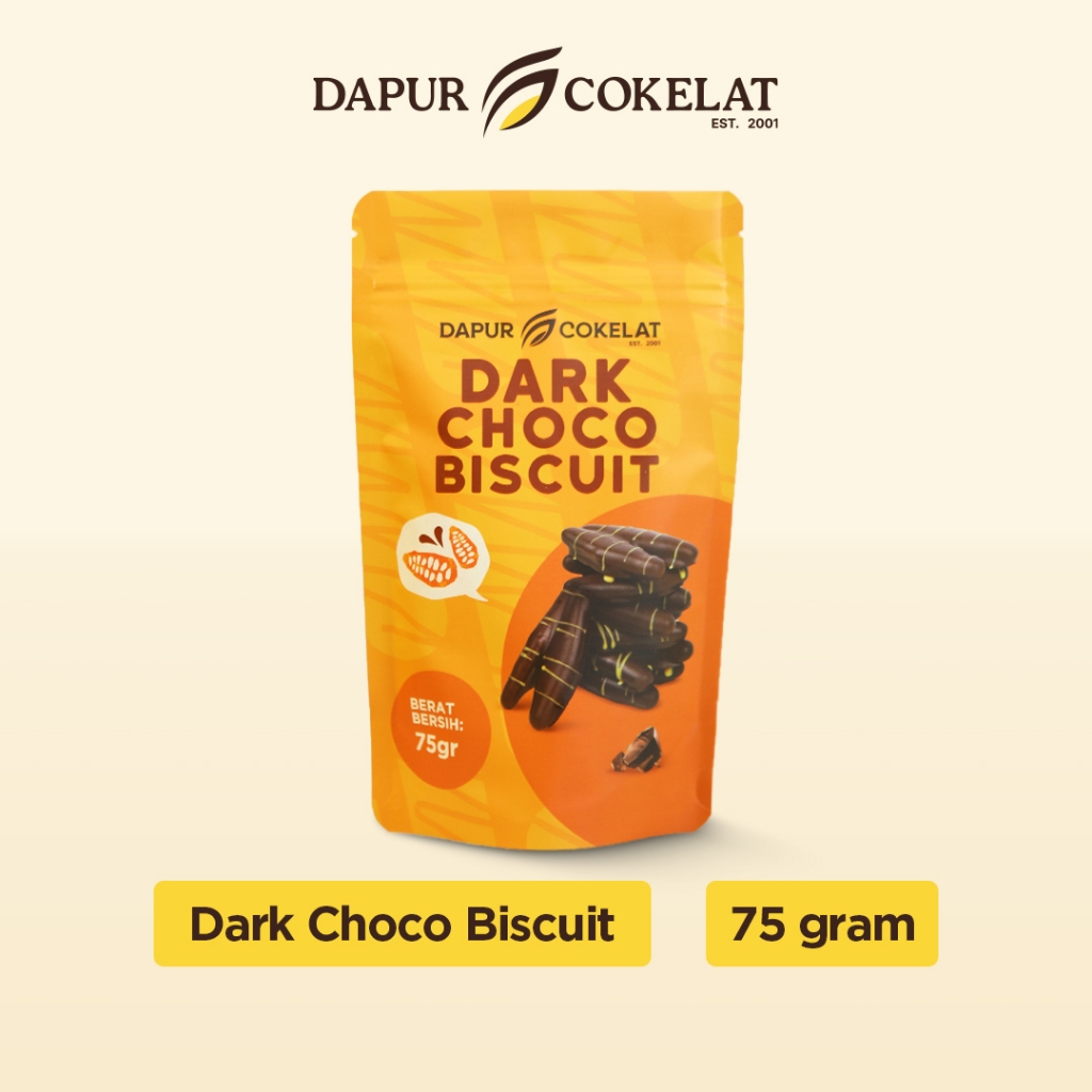 

DAPUR COKELAT - Dark Choco Biscuit 75 gr - Biscuit Susu dengan baluran dark chocolate