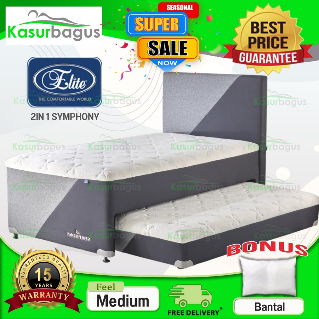 Elite Kasur Springbed Multibed 2 in 1 Sorong Symphony Pocket Spring - Full Set lengkap ukuran 90x200