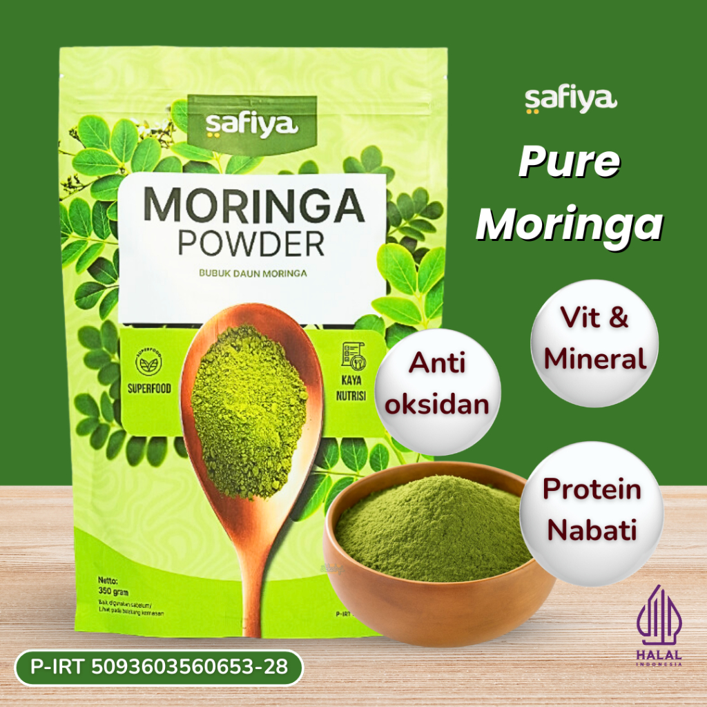 

Safiya Bubuk Daun Kelor 350 Gr Asli Tanpa Campuran Bubuk Moringa Powder Herbal