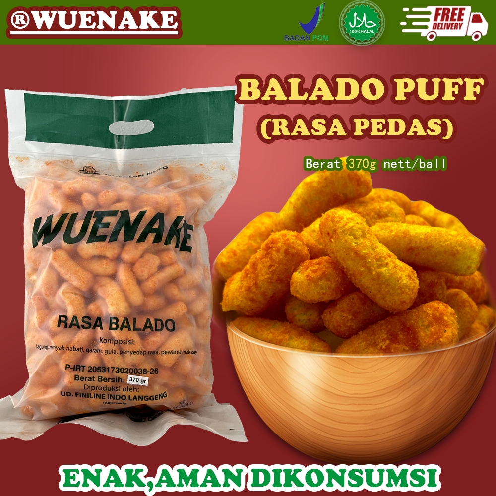 

370gram Snack Balado Puff Krispi Puffs Spicy Balado,King Keju Aloha Rasa Pedas Camilan Renyah Balado Stik