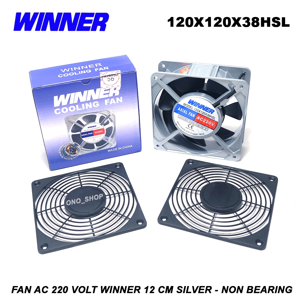 Kipas Fan AC 220 Volt Winner 12 cm Silver - Non Bearing