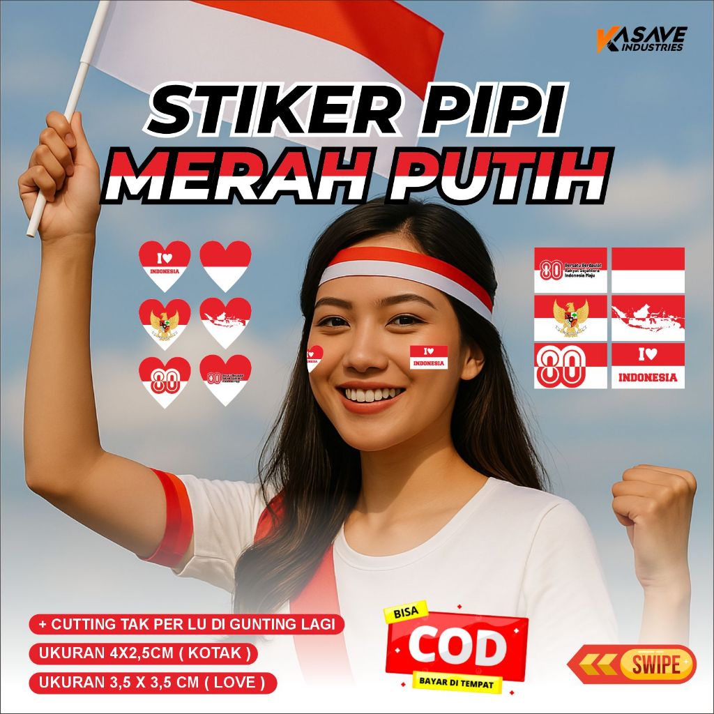 

STIKER PIPI MERAH PUTIH INDONESIA VERSI 80TH KEMERDEKAAN REPUBLIK INDONESIA