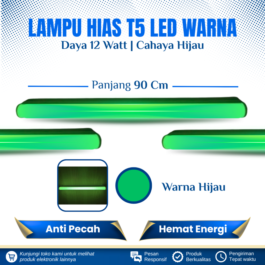 LAMPU TL NEON T5 LED 12 WATT 90 CM CAHAYA HIJAU LAMPU HIAS/DEKORASI WARNA HIJAU LAMPU T5 LED 12 WATT