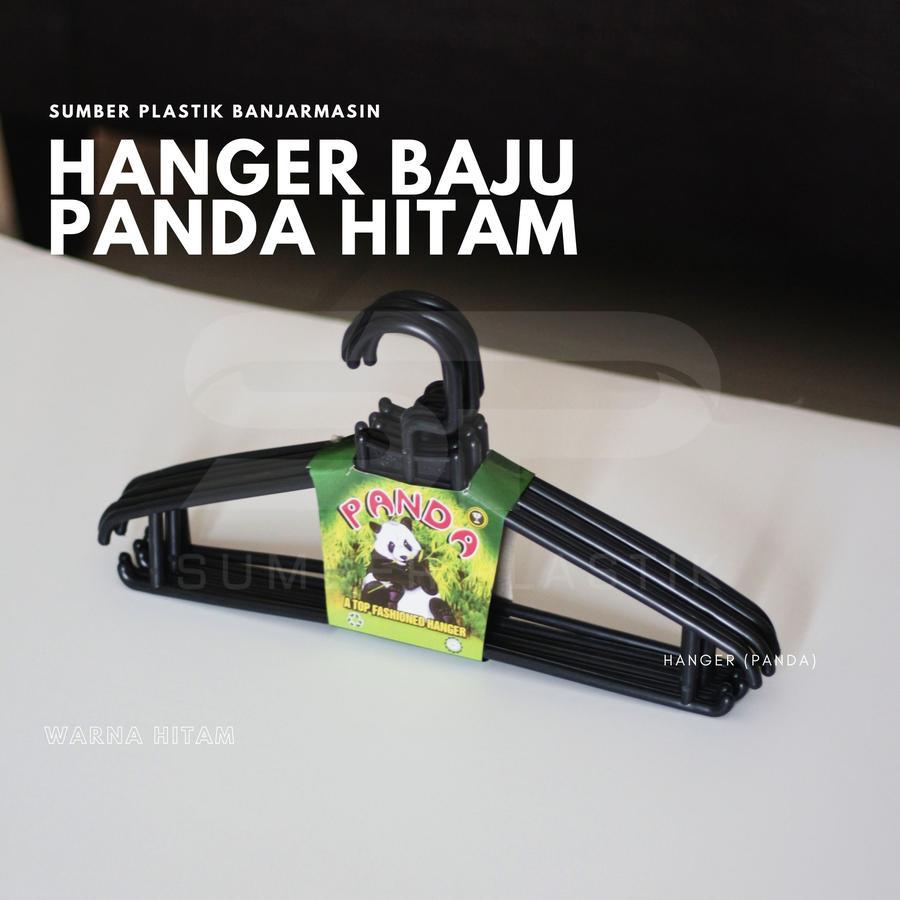 Hanger Panda Hitam Kastok Baju Kapstok Jemuran Plastik Setengah Lusin Isi 6 Pcs (Lusinan) / Hanger