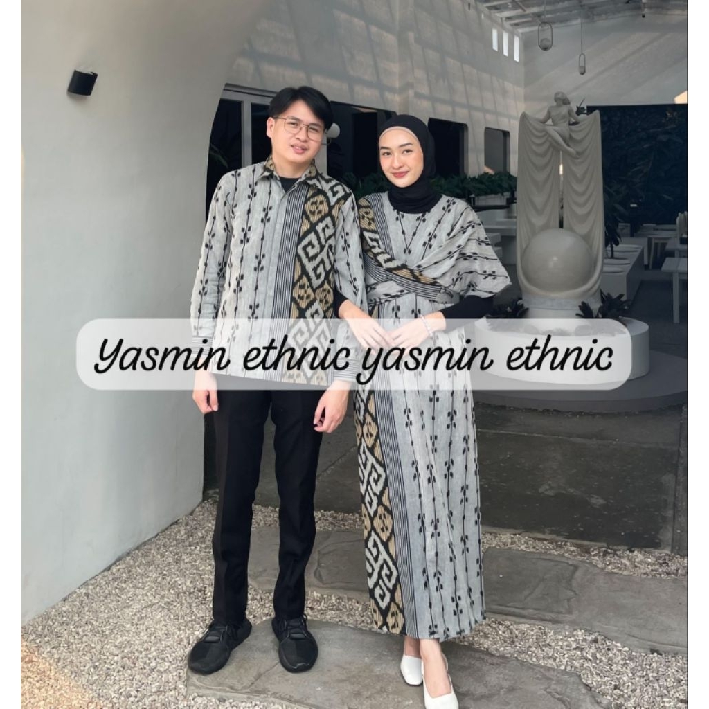 Baju tenun couple Raisa grey - couple tenun ikat