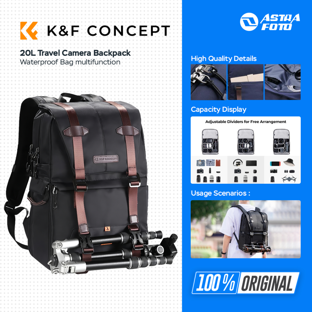 KNF Concept 20L Travel Camera Backpack Waterproof Bag multifunction