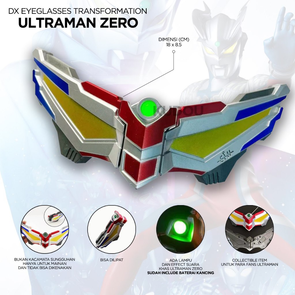 Kacamata Lipat Sero / Zero Foldable Glasses (Ultraman) Aksesoris Koleksi Mainan Kacamata Transformas