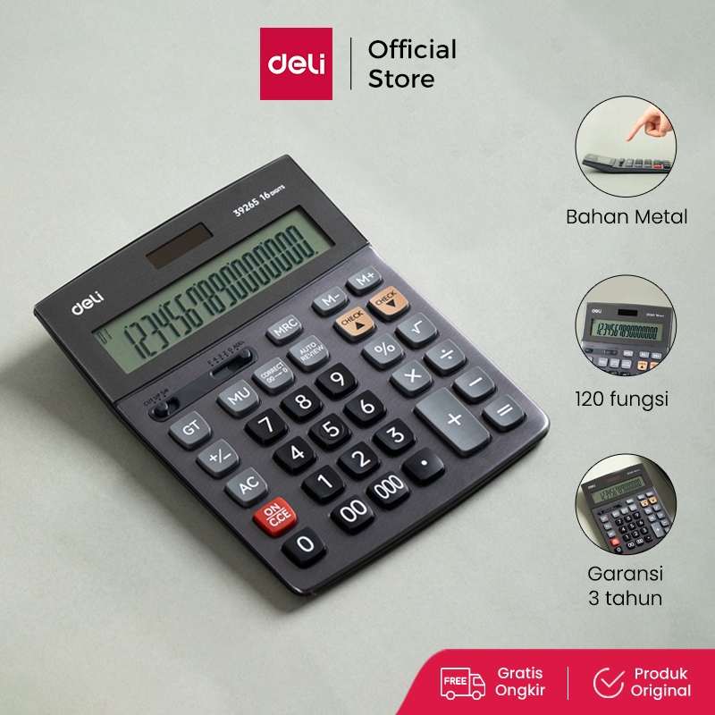 

Deli Kalkulator 120 Check 16 Digit Garansi 3 Tahun LCD besar dan kualitas tinggi E39265