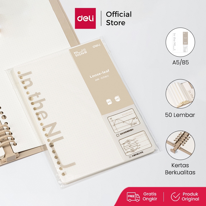 

Deli Nusign Loose-leaf Notebook Refill / Isi Binder A5 B5 Garis Grid Dot 50 Lembar NS31X