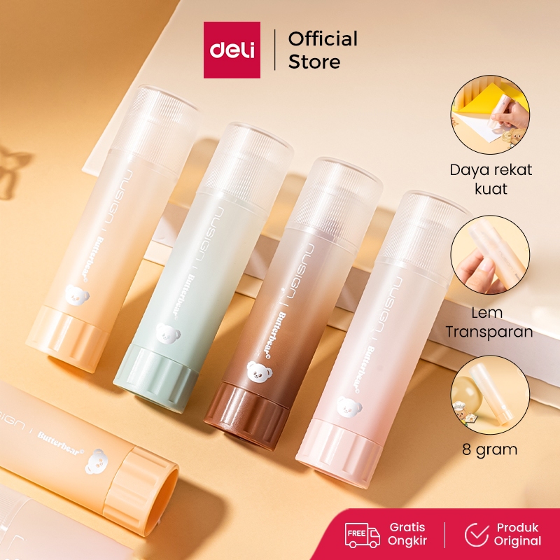 

Deli x Butterbear Transparent Glue Stick / Lem Kertas Batang Transparan 8gr Merekat Sempurna NS145-B