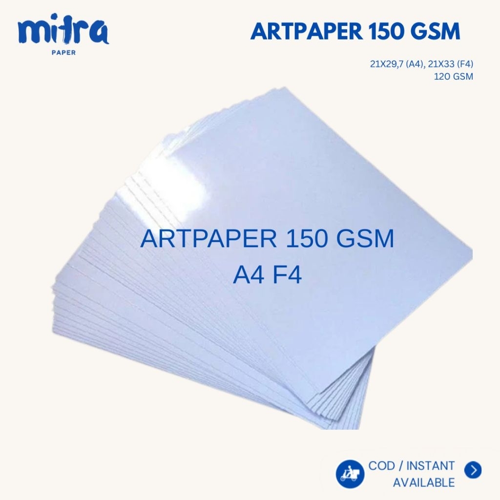 

Kertas Art Paper 150 Gsm Ukuran A4 F4 Isi 10,50,100 Lembar / Art Paper 150 Gsm A4 F4
