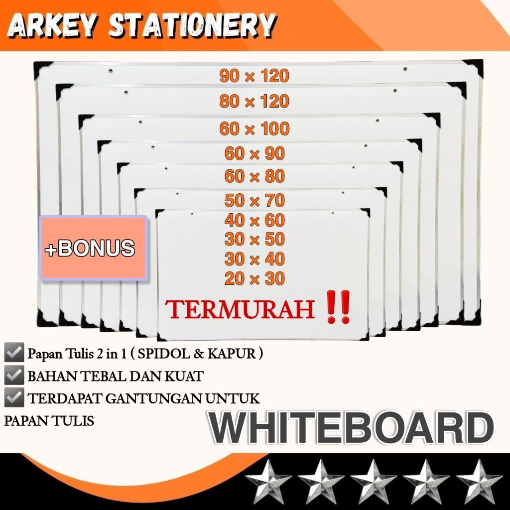 

PAPAN TULIS 2 IN 1 SPIDOL & KAPUR / WHITEBOARD / STANDING PAPAN TULIS