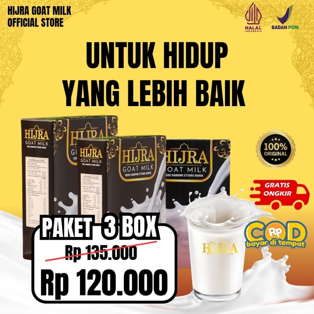 

Paket 3 Box Hijra Goat Milk Original Susu Kambing Etawa
