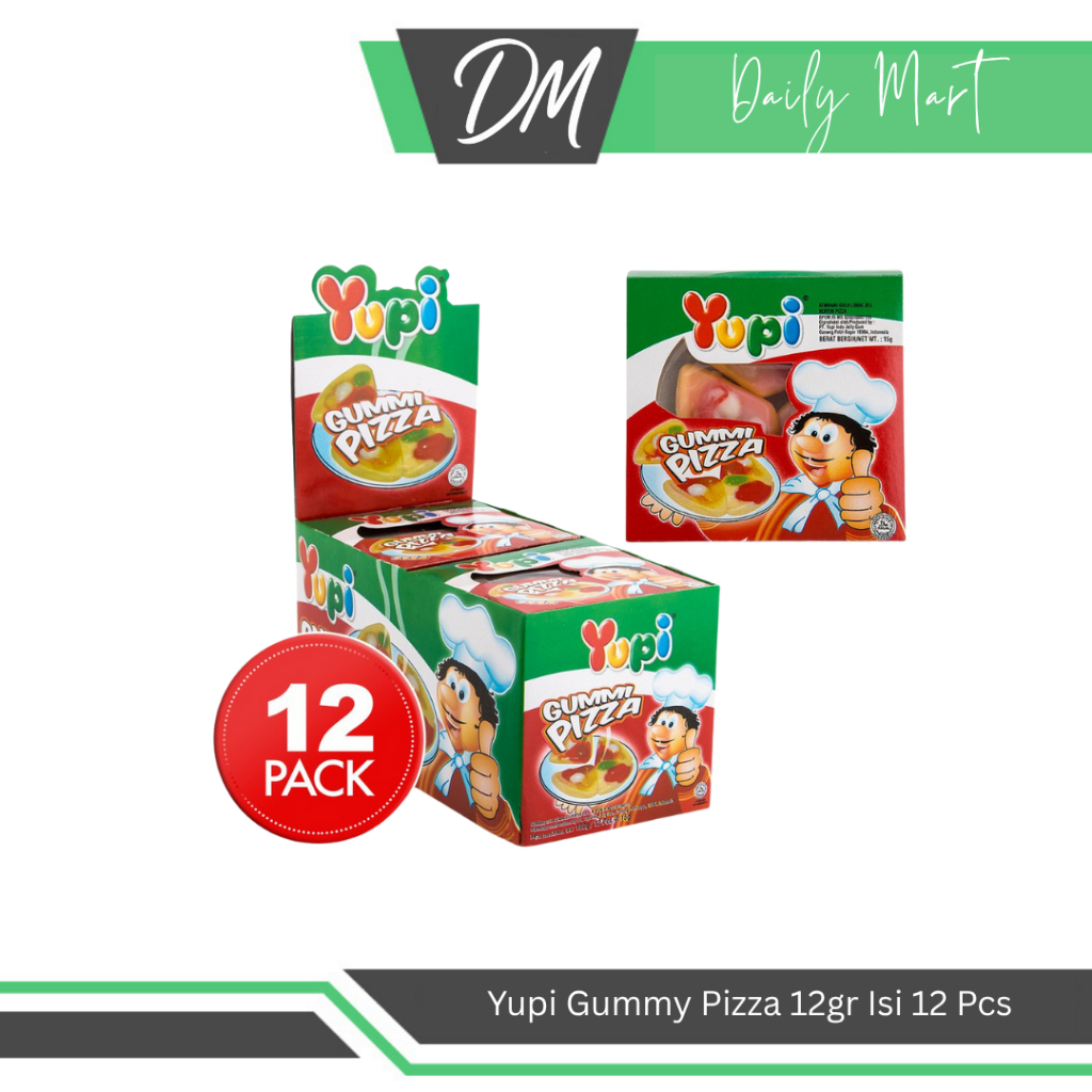 

Yupi Gummy Pizza 1 Box Isi 12 Pcs x 12gr - Permen Kenyal Berbentuk Lucu Enak Murah