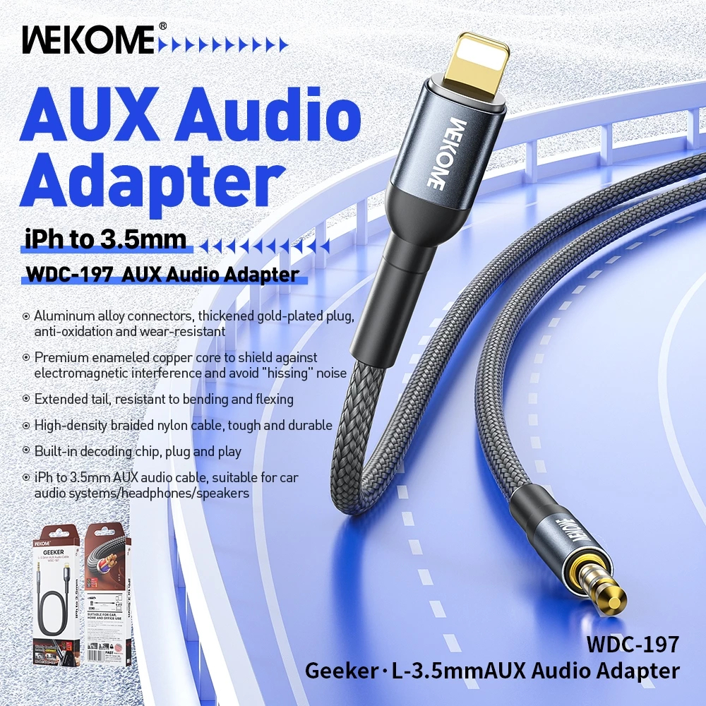 [ PUSATACCHP ] KABEL AUX TO IPHONE / KABEL AUX TO LIGHTNING / AUX AUDIO ADAPTER 3.5MM WEKOME WDC197