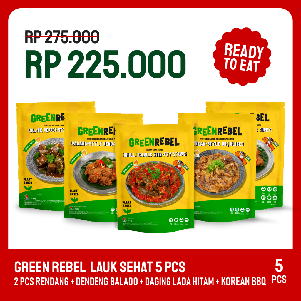 

Paket Lebih Murah Green Rebel 5 pcs | Lauk Sehat | Siap Makan | Ready to Eat