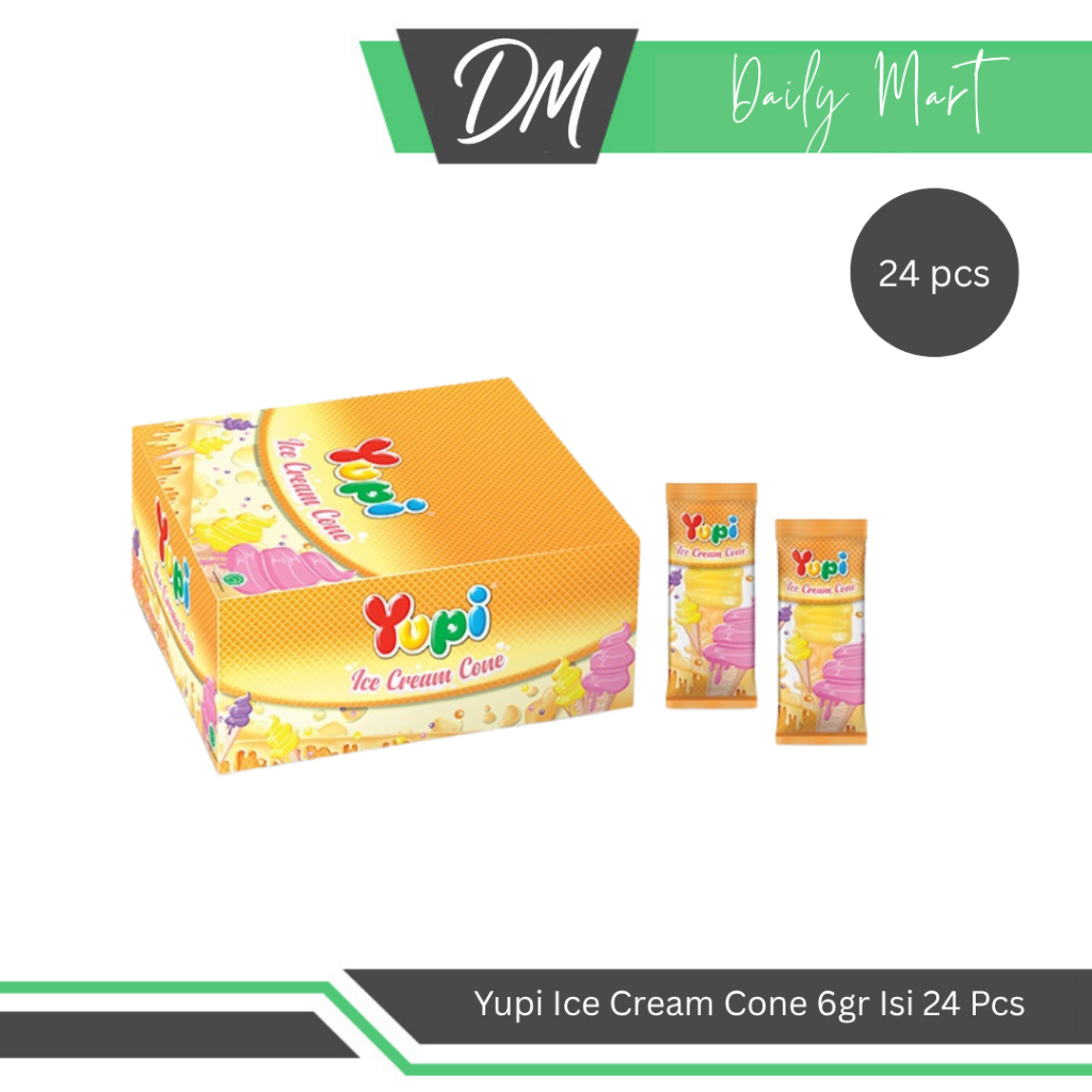 

Yupi Ice Cream Cone 1 Box Isi 24 Pcs x 6gr - Permen Kenyal Berbentuk Es Krim Lucu Enak Murah