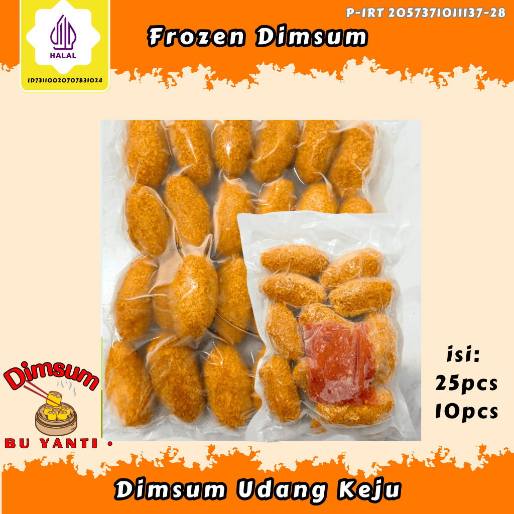 

DIMSUM FROZEN UDANG KEJU BEKU dimsum murah dimsum premium dimsum halal isi 10PCS/25PCS DIMSUM BU YANTI